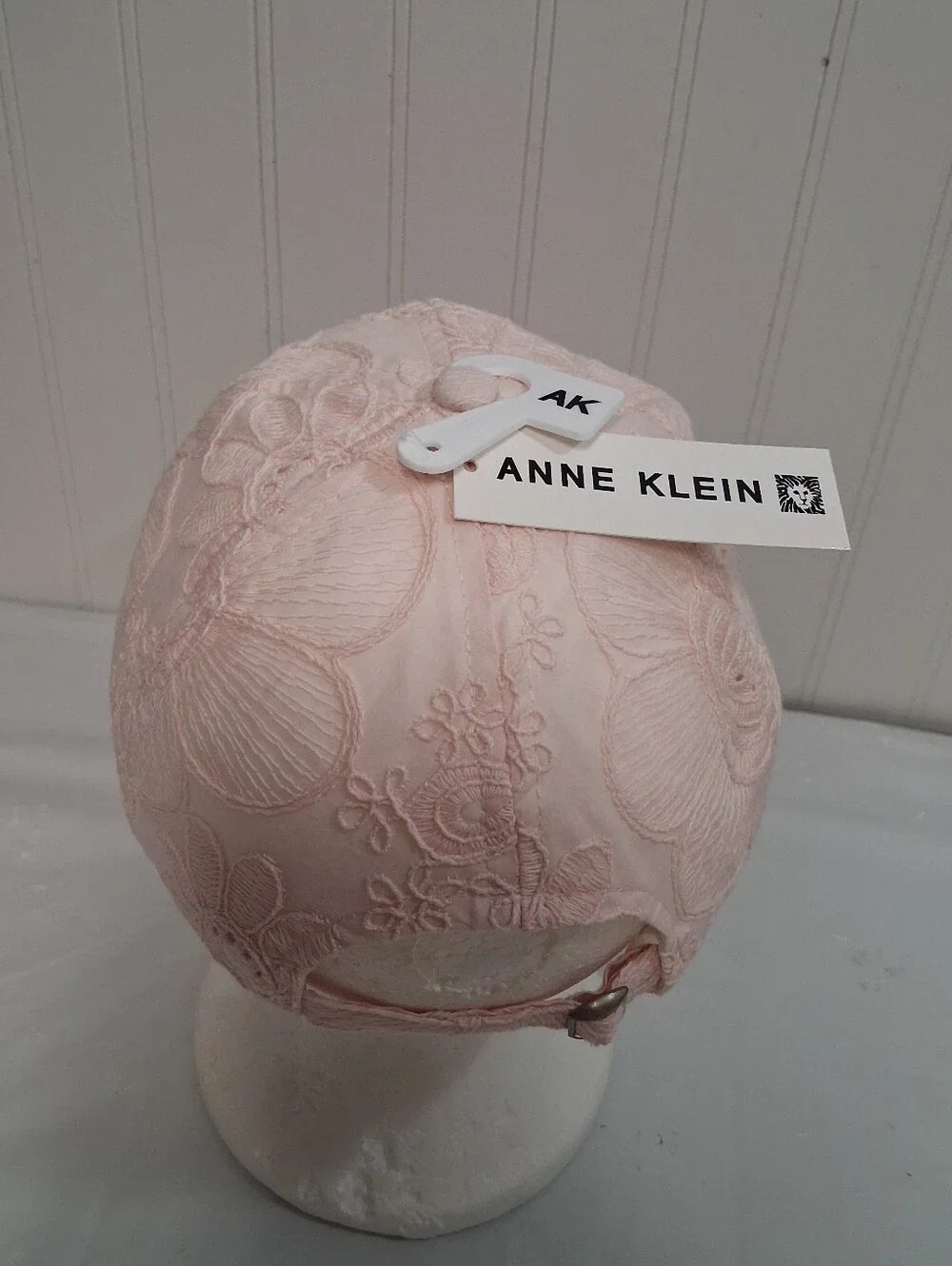 Anne Klein Pale Pink Floral Adjustable Cotton Twill Baseball Cap